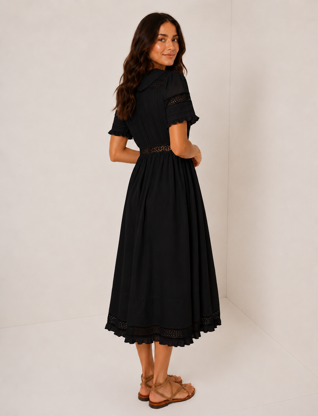 Refined Collar Midi Dress