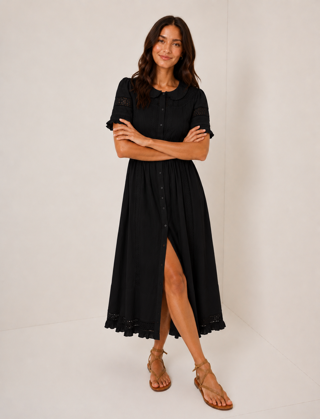 Refined Collar Midi Dress