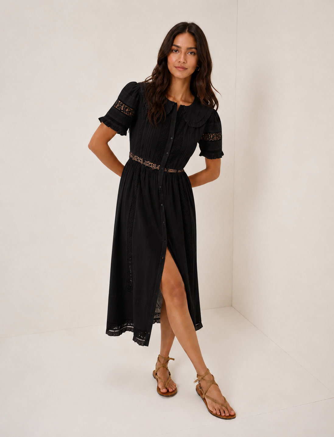 Refined Collar Midi Dress