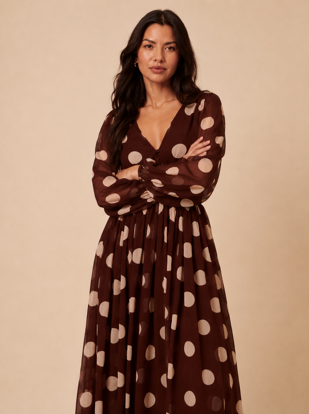 Long Sleeve Polka Dot Dress