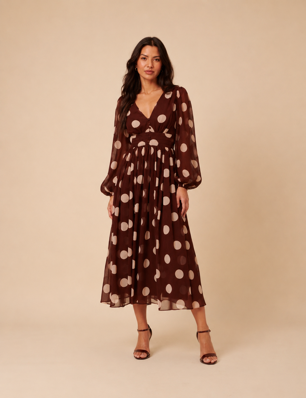 Long Sleeve Polka Dot Dress