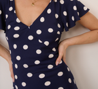 Flutter Navy Polka Dot Dress