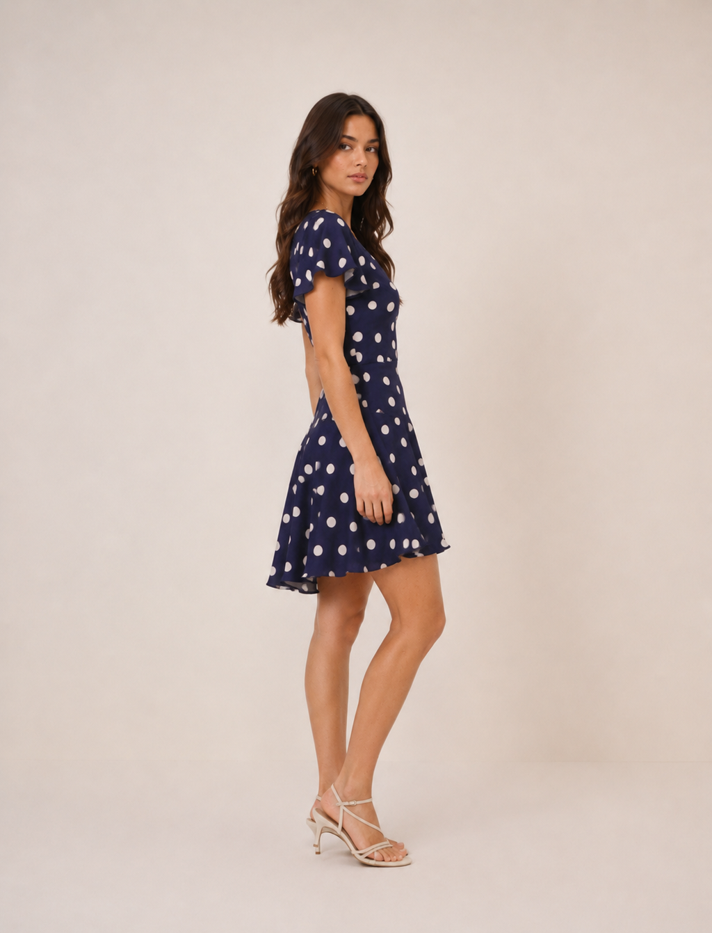 Flutter Navy Polka Dot Dress