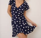 Flutter Navy Polka Dot Dress