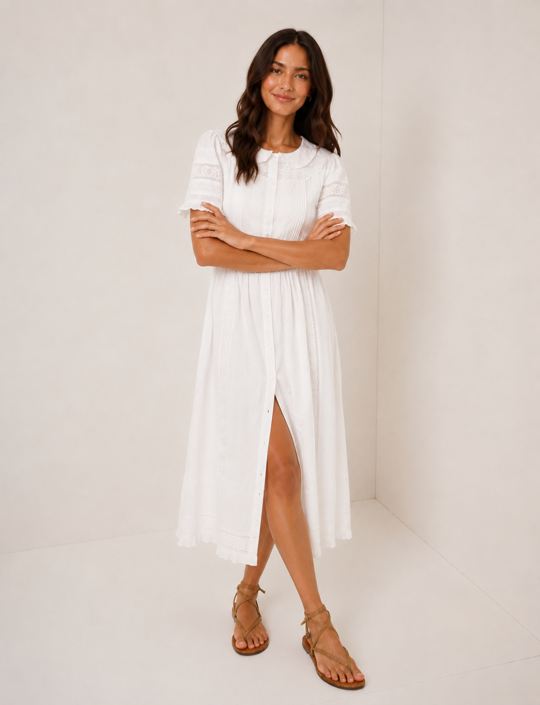 Refined Collar Midi Dress
